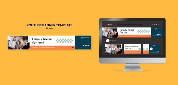 Cozy Home Flat Design YouTube Banner – Free Download