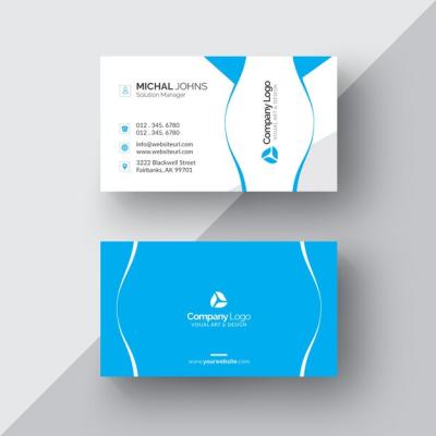 Blue and White Business Card Design – Free Download