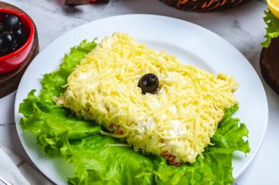 Mimosa Salad on Lettuce with Black Olives – Free Download