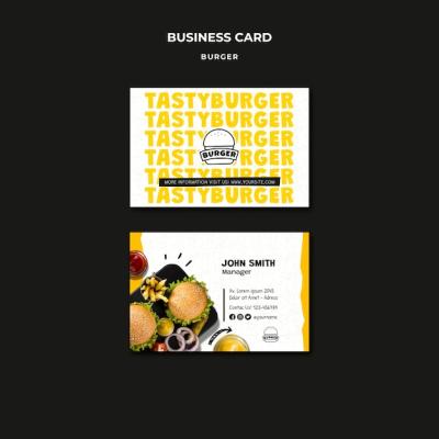 Burger Restaurant Horizontal Business Card Template – Free Download