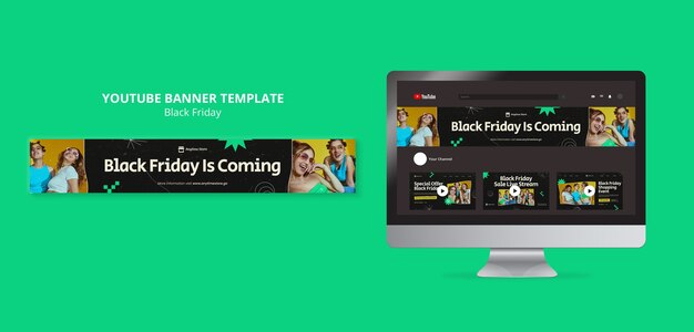 Flat Design Black Friday YouTube Banner – Download Free Stock Photo