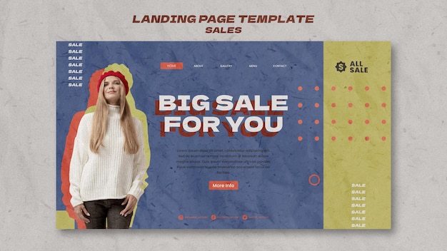 Flat Design Sale Template for Landing Page – Free Download