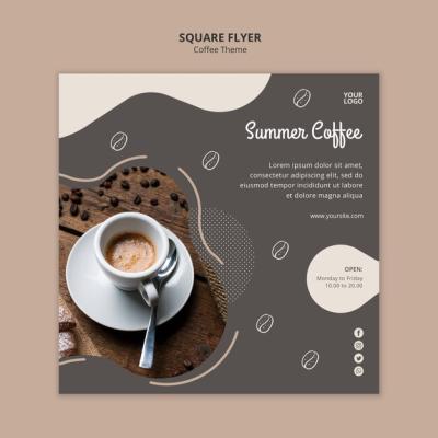 Coffee Shop Concept Square Flyer Template – Free Download