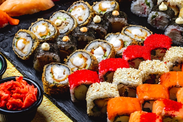 Alaska Roll, Chuckien Hot Roll, and California Sushi Set on a Tray – Free Download