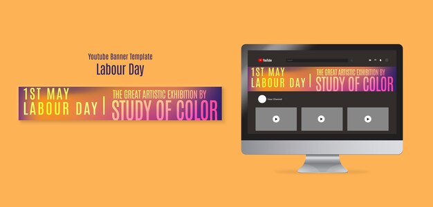 Gradient YouTube Banner Template for Labor Day Celebration – Free Download