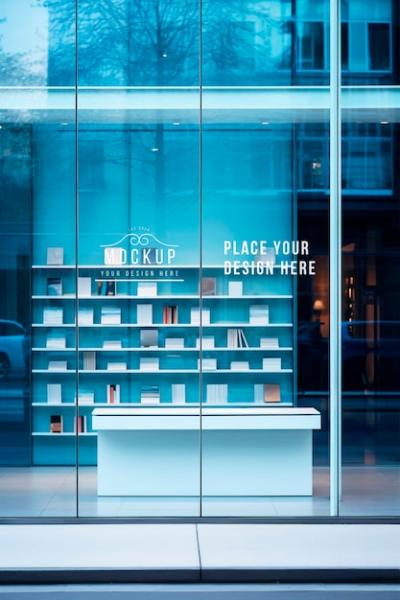 Bookshop Store Window Mockup – Download Free Stock Photo