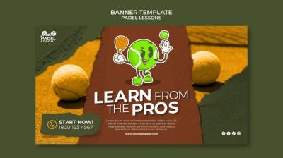 Flat Design Paddle Tennis Lessons Banner Template – Download Free Stock Photo