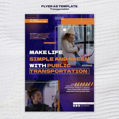 Vertical Flyer Template for Public Bus Transportation with Dots Design – Free Download