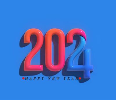 Happy New Year 2024 Lettering Typographical PSD – Free Download