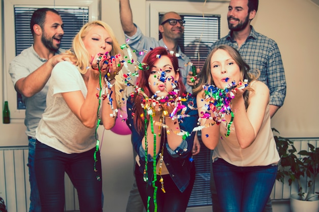 Friends Celebrating with Confetti – Free Download