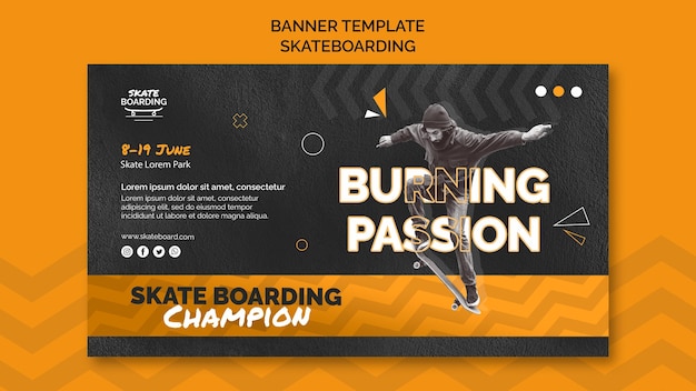 Skateboarding Banner Template with Photo – Free Download