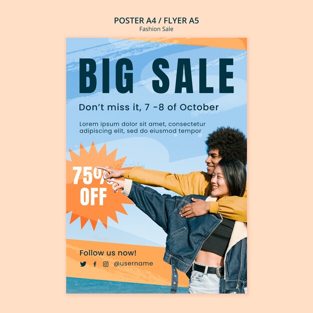 Flat Design Sales Discount Poster Template – Free to Download