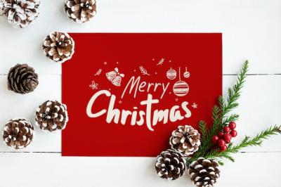 Merry Christmas Greeting Card Mockup – Download Free Stock Photo