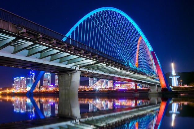 Night View of Expro Bridge in Daejeon, Korea – Free Download