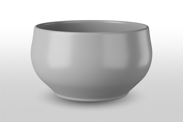 3D Render of Gray Bowl Isolated on Alpha Background – Free Download