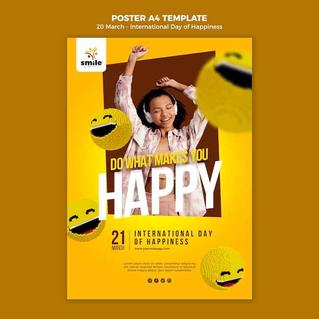 International Day of Happiness Poster Template – Free Download