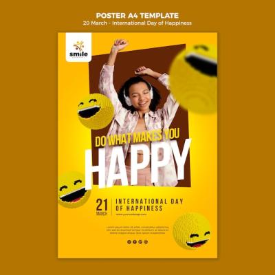 International Day of Happiness Poster Template – Free Download