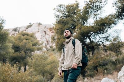 Male Hiker with Backpack in Mountains – Free Download