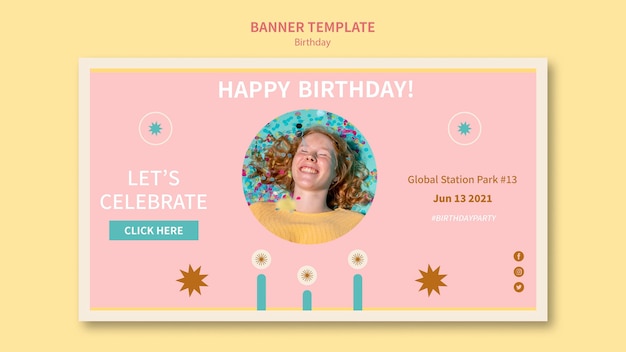 Birthday Celebration Horizontal Banner – Free Download