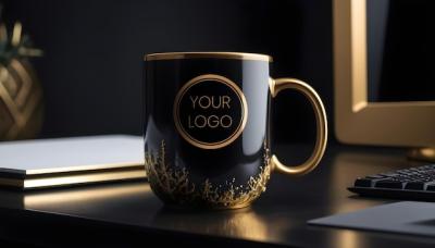 Black and Gold Luxury Mug Mockup – Download Free Stock Photo