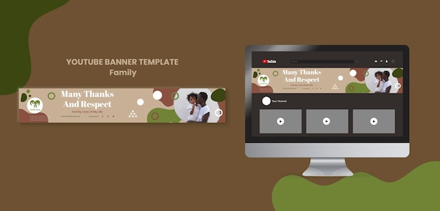 Family Celebration YouTube Banner in Flat Design – Free Download