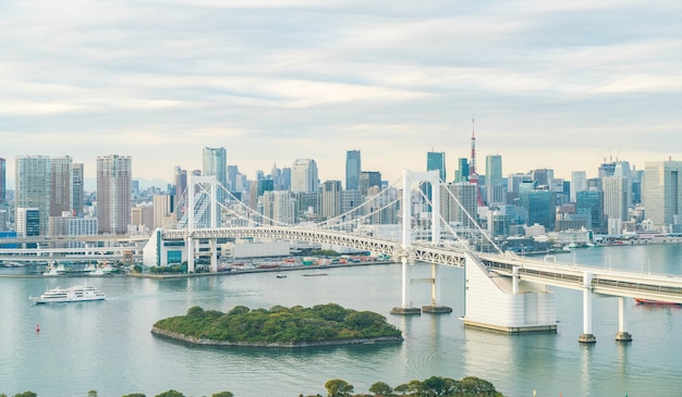 Stunning Tokyo Skyline Featuring Tokyo Tower and Rainbow Bridge – Free Download