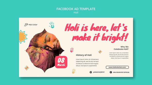 Holi Celebration Facebook Template – Free Download