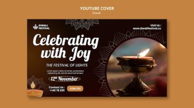 Diwali Celebration YouTube Cover Template – Download Free Stock Photo