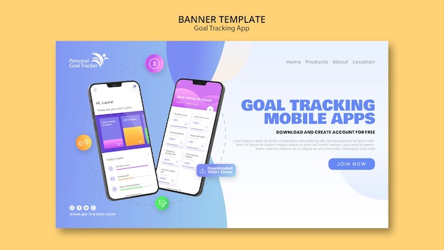 Goal Tracking App Landing Page Template – Free Download