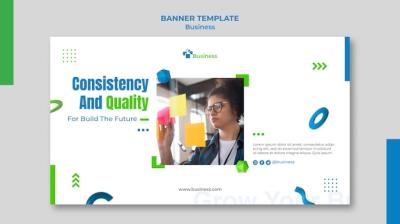 Horizontal Banner Template for Professional Business Growth – Free Download