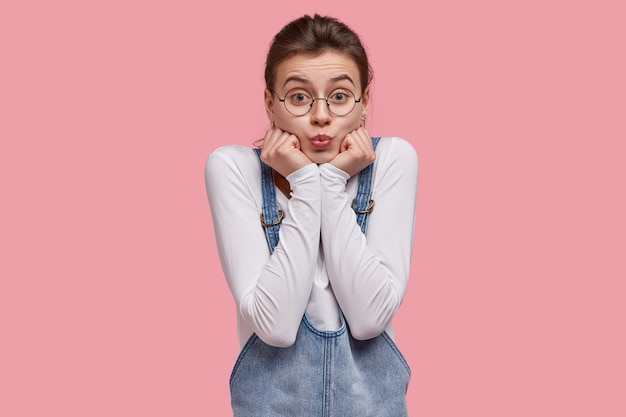 Attractive Young European Woman Pouting with Round Spectacles – Free Stock Photo, Download Free