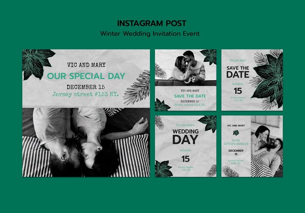 Collection of Winter Wedding Instagram Posts – Free Download