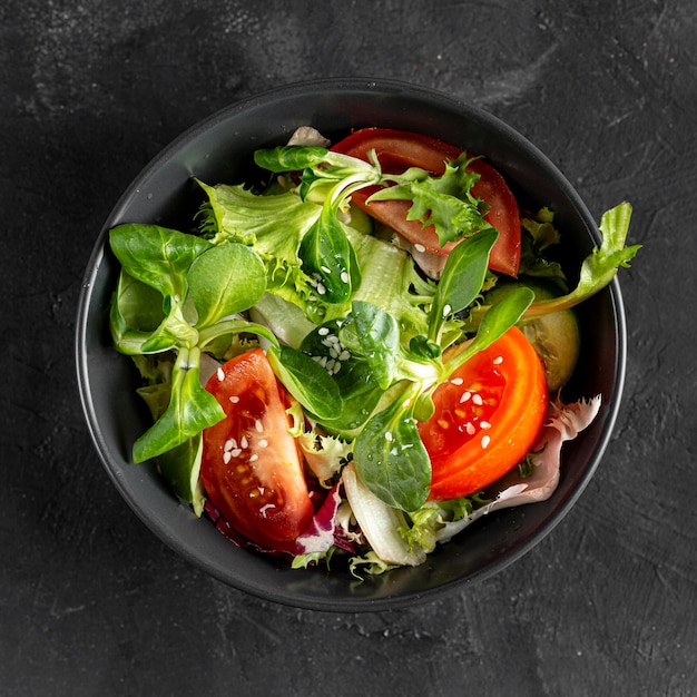 Top View Salad in Dark Bowl – Free Stock Photo, Download for Free