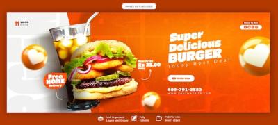 Delicious Burger and Food Menu Facebook Cover Template – Free Download