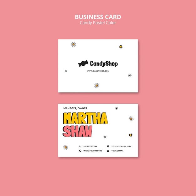 Candy Pastel Colors Business Card Template – Download Free Stock Photo