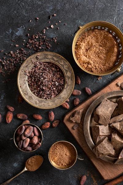 Top View of Chocolate with Cocoa Beans and Powder – Free to Download