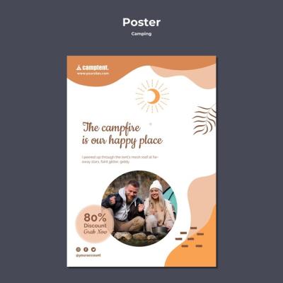 Camping Poster Template Design – Free Download