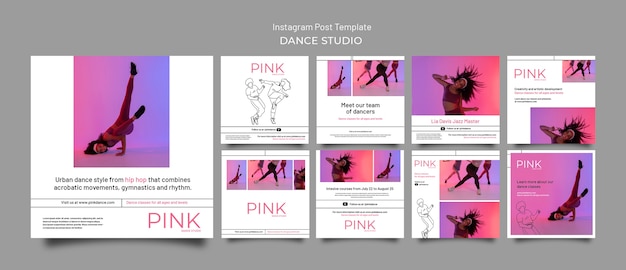 Pink Dance Studio Classes Instagram Post Collection – Free Download