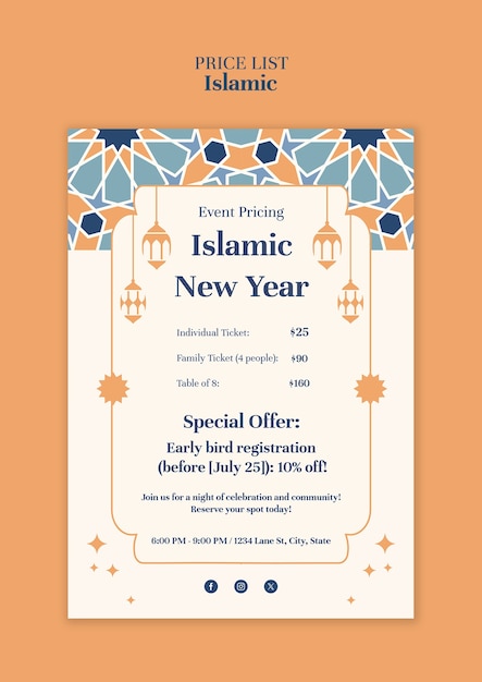 Islamic Price List Template Design for Free Download