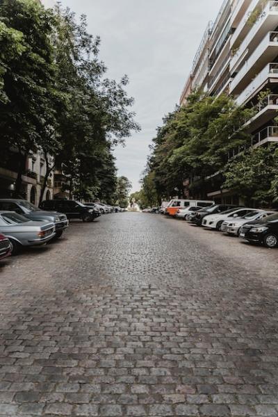 City Street View Featuring Cars and Trees – Free Download