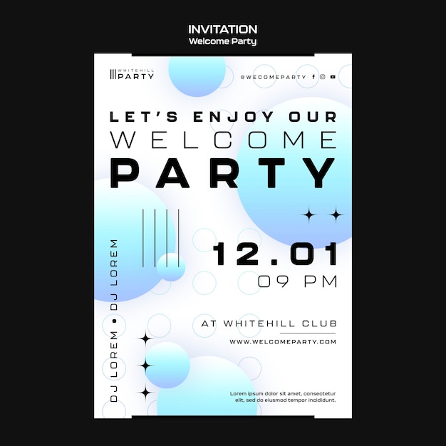 Gradient Welcome Party Invitation Template – Free Download