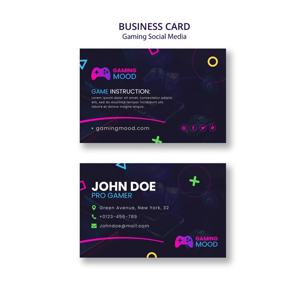 Gradient Gaming Social Media Business Card Template – Free to Download