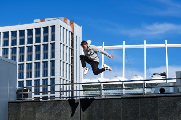 Fit Man Performing Parkour Training – Free Download