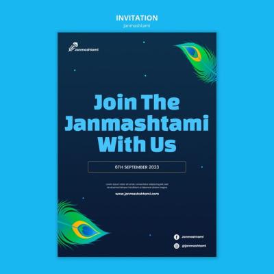 Janmashtami Celebration Invitation Template – Free Download