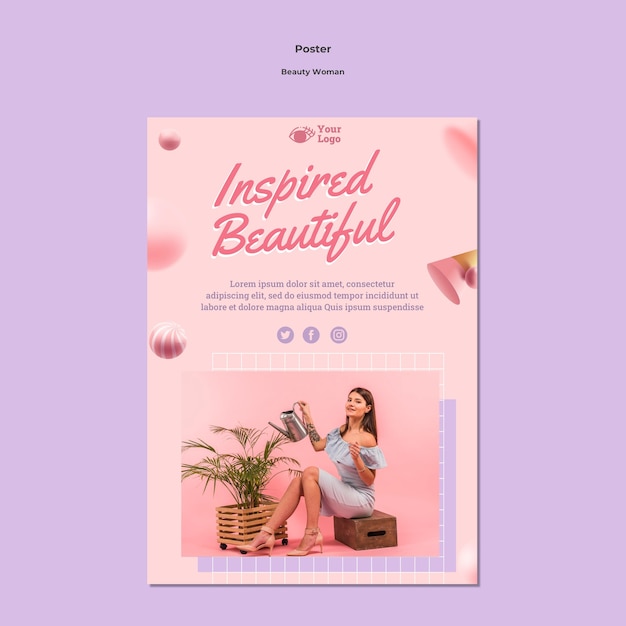 Beauty Woman Concept Poster Template – Download Free Stock Photo