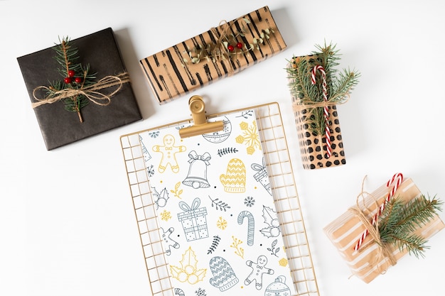 Christmas Composition Clipboard Mockup – Free Download