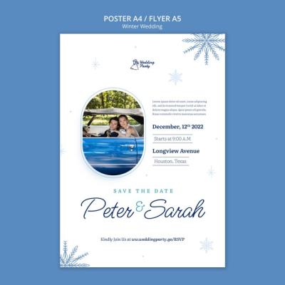 Stunning Winter Wedding Celebration Poster Template – Free Download