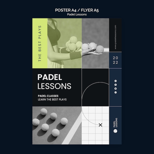 Flat Design Padel Lessons Template – Free Download