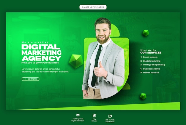 Digital Marketing Agency and Corporate Web Banner Template – Free Download