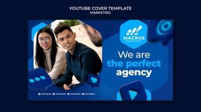 Gradient Marketing YouTube Cover Design Template – Free to Download